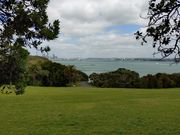 遠くにオークランド中心部が見えます