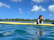 海の上のマットでぷかぷか