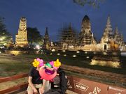 アユタヤ遺跡ライトアップ（少し遠目）