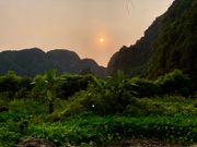 ムア洞窟から見た夕日