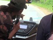 第3トンネルへ向かう時、南側のＤＭＺを示す青いラインを超えて