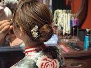 髪飾りとメイク