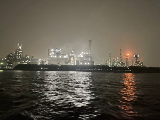 油絵 工場の灯りⅡ 4K/Binaural Audio] Kawasaki Factory Night View Walking Tour