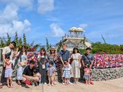 きれいな恋人岬で家族写真