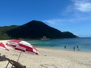 パラソルとチェアーのセットはレンタル必須でした。