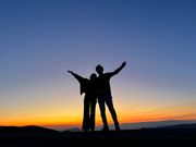 丁度日の出のタイミングで展望台