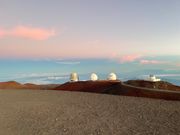 展望台が薄ピンクに染まって綺麗