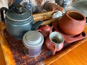 お茶の体験！好きなお茶を選び、入れ方を教えていただきました。自然に囲まれて、ゆったりとお茶の時間…。