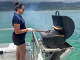 Captain grilling lunch for us