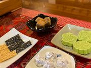 あめちゃろうの茶菓子