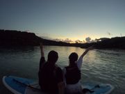 サンセットをバックに撮影