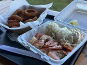 ビジターセンターのガーリックシュリンプ