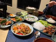 オイルマッサジの後の夕食