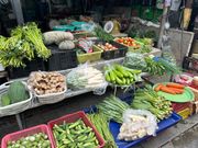市場内の野菜店