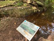 池の畔のレリーフ