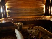 本格的なサウナ。1日１時間かしきりで、ロウリュもできる。