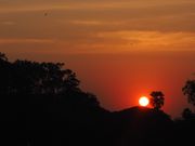 アンコールワット西塔門横からの夕日