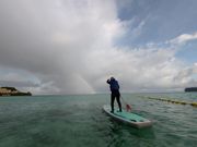 虹に向かって漕ぎました！